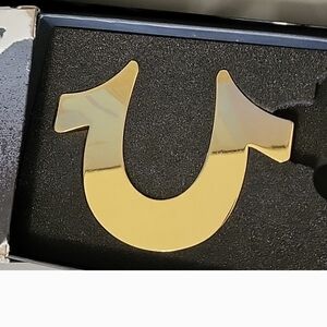 Gold Horseshoe Logo Belt Buckle